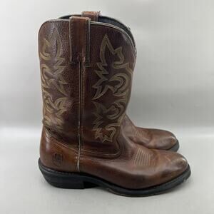 Dan Post Work Welt Western Boots Men Size 9 EW Brown Leather Cowboy Pull On Shoe